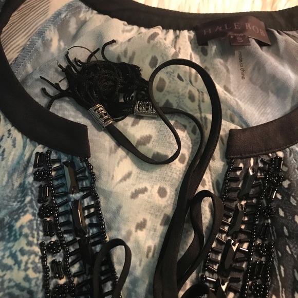 Hale Bob sheer feather print long sleeve blouse. Size small - Picture 10 of 12